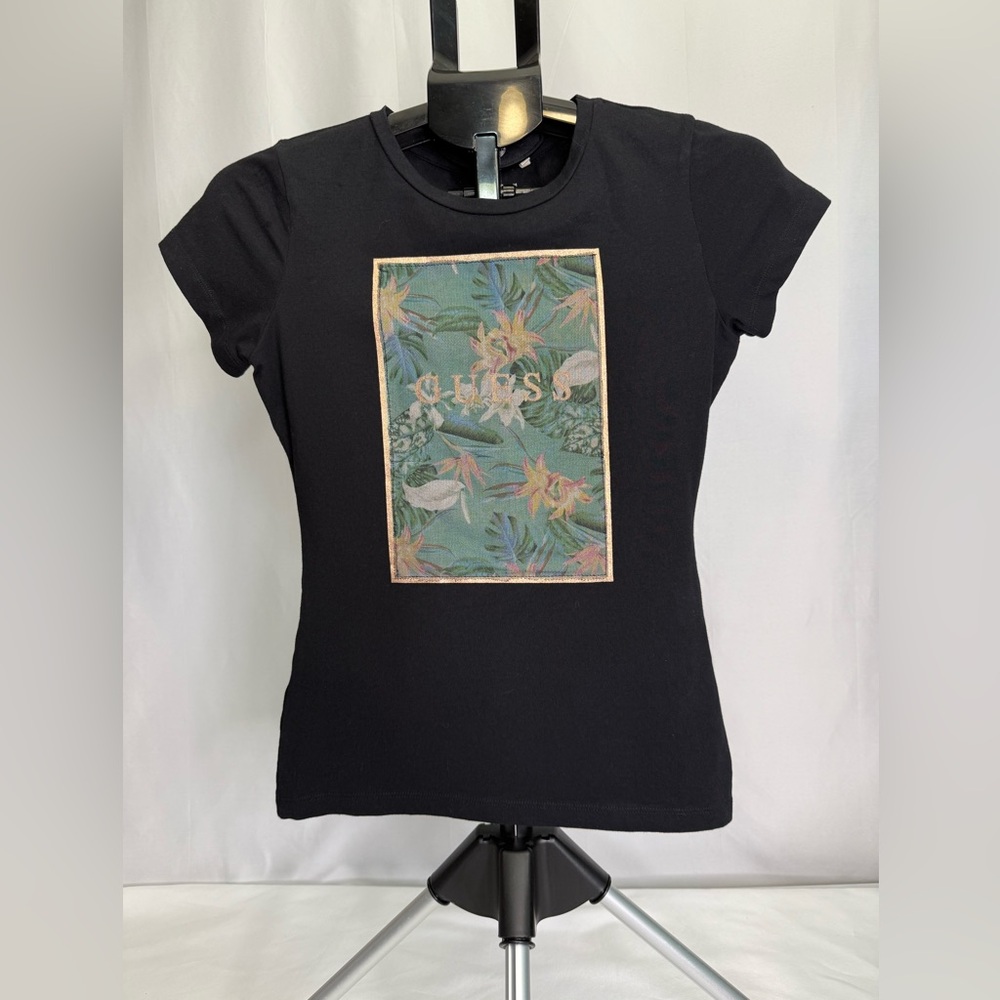Guess Black Tropical Floral Graphic Tee - Picture 9 of 9
